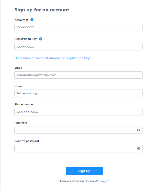 Alternative Registration Page​